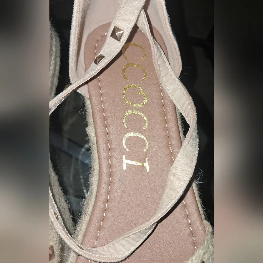 CCOCCI size 8 womens Elegant Beige Platform Sandals With Ankle Strap - Picture 3 of 15